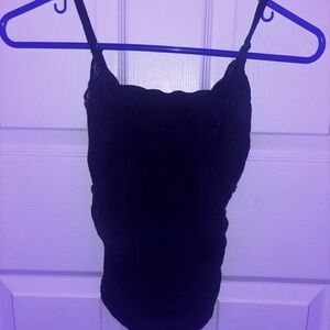 SHEIN Black Ruched Sleeveless Bodysuit Tank Top